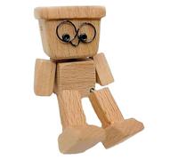 Wooden Figure | Little Man Moving the Head, Funny Sculpture for Dashboard or Desk Decoration for Living Room Family Travel