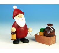 Wooden Figure Santa Claus with Lantern and Sleigh HxB 9.3x9.5cm NEW Seiffen