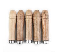 Wooden File Handle Replacement with Metal Collar, 5 Piece Set for Hand Files, Wood Rasp and Screwdrivers, Ergonomic Design, 9cm Length with 4mm Diameter Hole,