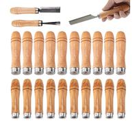 Wooden File Handle with Strong Metal Collars, Wood File Handles - 20 Pcs Replacement Wooden Handles for 6-12 Inch Files, Ergonomic Grip for Metal & Woodworking Tools