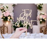 Wooden Find Your Seat Wedding Sign, Decorative Table Card Holder,Seating Chart,Welcome Sign for Engagement Partiy,Rustic Wedding Decor,Wedding Party Supplies