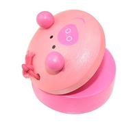 Wooden Finger Castanet, Cute Animal Pattern Castanets Small Finger Cymbals Wooden Percussion Instrument for Kids Adults (Pink)