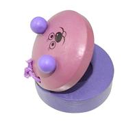 Wooden Finger Castanet, Cute Animal Pattern Castanets Small Finger Cymbals Wooden Percussion Instrument for Kids Adults (Purple)