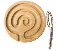 Wooden Finger Mindfulness Maze, Handheld Activity Board for Calming Mindfulness Practice, Portable Stress-Soothing Fidget Accessory, Includes Manual, Decorative Rope, Natural Appearance