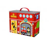 Wooden Fire Station Figures Toy Playset With Play Scene Box Packaging BRAND NEW