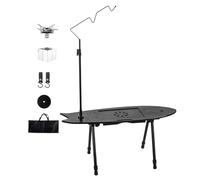 Wooden Fish-Shaped Folding Camping Table | Portable Outdoor Picnic & Cooking Table | Ideal for Beach Hiking Tailgating Patio Garden Kitchen & Travel