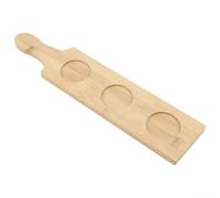 Wooden Flight Board for Beer Tasting - 4 Glass Holder Tray with Chalkboard Label - Solid Wood Serving Platter for Wine & Whiskey - 38cm Natural Bar Accessory(4 Holes)
