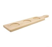 Wooden Flight Board for Beer Tasting - 4 Glass Holder Tray with Chalkboard Label - Solid Wood Serving Platter for Wine & Whiskey - 38cm Natural Bar Accessory(3 Holes)