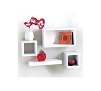 Wooden Floating Cube Shelves Set Of 4 White