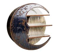Wooden Floating Shelves Wall Mounted Rack Moon Phase Shelf Wood Wall Shelves Moon Crystal Shelf Holder For Essential Oil Shelf Wall Shelves Rustic Wood Shelves For Bedroom Living Room Decor ( Color :