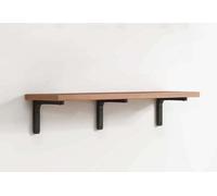 Wooden Floating Shelves with Metal Brackets - Wall-Mounted Storage for Living Room & Bedroom - Rustic Log Color Home Decor Stylish Display Shelving Solutions
