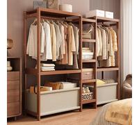 Wooden Floor Coat Rack, Open Design Bamboo Hanr for Bedroom, Multifunctal Clothes nizer with Shelves, Coat nd with Shoe Sto