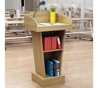 Wooden Floor Standing Podium with Storage, Lectern for Church & Classroom, Reception Desk, Conference Hostess Stand, Durable Public Speaking Furniture
