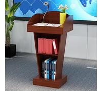 Wooden Floor Standing Podium with Storage, Professional Lectern for Churches, Classrooms, Offices & Conferences, Stylish Reception Desk & Hostess Stand