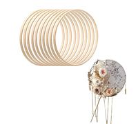 Wooden Floral Hoops, Bamboos Wreath Ring Set Craft Wooden Hoops Dream Catcher Hoop Floral Decorative Ring for Wedding Wreath Decor and Macrame Wall Hanging Crafts