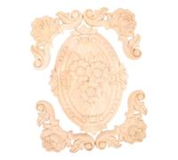 Wooden Flower Applique 5pcs Carved Decorative Onlay for Door | Rubber Wood Timber, Khaki Finish, Bed and Home Decoration Use, Modern Vintage Classic Elegant Artistic Style