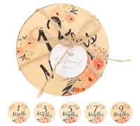 Wooden Flower Monthly Milestone Cards 6 Piece Double Sided Set | Baby Photo Keepsakes, Smooth Finish Floral Pattern, for Newborn Photography Studio and Crib Bedding