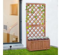 Wooden Flower Planter Stand w/ Plant Climbing Trellis Shelf for Garden Outdoor Outsunny Orange One Size