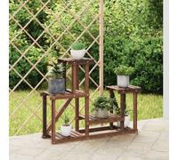 Wooden Flower Stand Carbonised Brown 90x25x73.5cm Solid Fir Wood Display Rack.