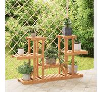 Wooden Flower Stand Light Brown Solid Fir Wood 110x25x73cm Plant Rack for Indoor