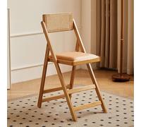 Wooden Foldable Bar Stool 20in 24in 28in - Cushioned Seat, Rattan Back, Footrest, Ideal for Breakfast Bars, Patio, Kitchen - Space-Saving Folding Chair (Wood Color, 50cm/20in)