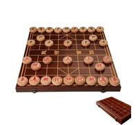 Wooden Foldable Chinese Chess Set with Strategy Guide, Classic Educational Tabletop Game for Teens Adults Family