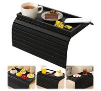 Wooden Foldable Sofa Arm Tray: Anti-Slip Armrest Tray with 13.1" x 6.3" Storage Surface Arm Chair Table Trays for Drinks Snacks Remote Ideal for Living Rooms Apartments