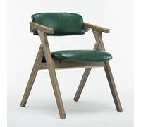 Wooden Folding Chair, Faux Leather Seat for Indoor and Outdoor Use, Space-Saving Design, Comfortable and Durable for Office and Garden Activities