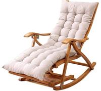 Wooden Folding Chair for Garden/Balcony/Terrace - Adjustable R Lounge Chair for Seniors with Cushion, Gray Color, Long Mat, Perfect for Relaxation and Sunbathing
