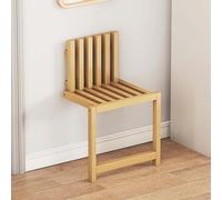 Wooden Folding Chair with Supporting Legs, Wall Mounted Space Saving Design, Hidden Footstool, Ideal for Bathroom and Shower Use
