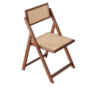 Wooden Folding Chairs - Stylish Rattan Dining Chairs for Kitchen, Living Room, Patio - Armless Design, Mid Century Modern Style