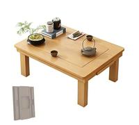 Wooden Folding Coffee Table with 2 Ders Low Floor Design for & Bay Window Perfect for Tea Room or Living Room (Yellow 70x50x27cm/27x19x10in)