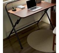 Wooden Folding Computer Table Metal Frame Space Saving No Assembly Required for Home School Office Small Place Walnut