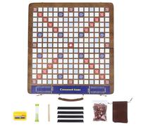 Wooden Folding Crossword Board Game - Word Game Set with 100 Letter Tiles, Sand Timer, Pencil, Racks & Bag - Portable Wooden Game for Adults & Family