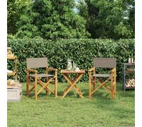 Wooden Folding Dining Chair Taupe Teak Frame Polyester Seat 56x54x87cm UV Resist
