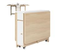 Wooden Folding Dining Table,1.2-1.6M Expandable, Height: 74cm, 360° Silent Casters + Anti-Slip Foot Pads,Hidden Storage Drawer,for Family Small Space Use,120×80×74,B