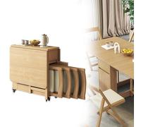 Wooden Folding Dining Table Set with 4 Chairs, Extendable Drop-leaf Table for Kitchen, Dining Room, Living Room, Restaurant - Space-saving Design