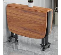 Wooden Folding Dining Table with Drop Leaf and 6 Wheels for Easy Mobility Extendable and Multifunctional Kitchen Table for Space Saving Foldable in Three Forms Ideal for Small Dining Rooms LWX