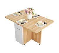 Wooden Folding Dining Table with Wheels Multifunction Desk Foldable Living Room Restaurant Kitchen Furniture Modern Simple Side End Table for Living Room, Bedroom,120 * 60cm