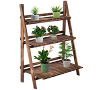 Wooden Folding Flower Pot Stand 3 Tier Garden Planter Display Ladder Gardener Storage Shelves Rack Herb Holder 80L x 37W x 93H cm