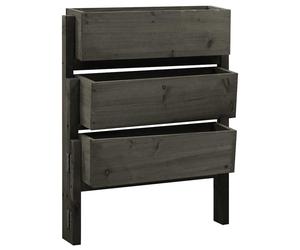 Wooden Folding Garden Planter Grey Solid Firwood 181x14x75 cm Triple-tier Patio