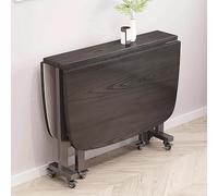 Wooden Folding Kitchen Table, Rectangular Extendable Folding Table with Removable Wheels, Ideal for Small Spaces