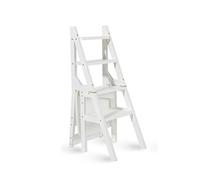 Wooden Folding Ladder Chair 4Step MultiFunctional Stool for Home & Kitchen Portable DualUse Step Stool for Easy Access and Convenience