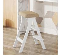 Wooden Folding Ladder Chair - Convertible Folding Stool & Stepladder for Adults, Portable Design, Max Weight 100kg, Ideal for Home & Library Use, Multi-functional Flower Shelf