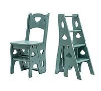 Wooden Folding Library Ladder Chair, Lightweight Portable Step Stool, 4-Step Multifunctional Stepladder Display Stand