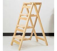 Wooden Folding Library Ladder Chair - Multi-Function Step Stool & Display Stand, Portable 4-Tier Chair for Indoor/Outdoor Use