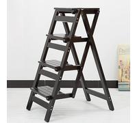Wooden Folding Library Ladder Chair - Multi-Function Step Stool & Display Stand, Portable 4-Tier Chair for Indoor/Outdoor Use