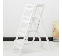 Wooden Folding Library Ladder Chair - Multi-Function Step Stool & Display Stand, Portable 4-Tier Chair for Indoor/Outdoor Use