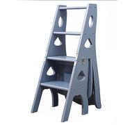 Wooden Folding Library Ladder Chair, Multifunction 3-in-1 Step Stool, Display Ladder And Storage Shelf For Library, Foldable Ladder For Home, 331lbs Capacity