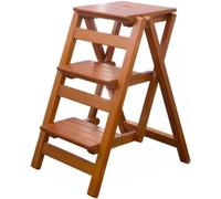 Wooden Folding Step Ladder Chair - Multifunctional Bamboo Stool for Storage and Decoration - Space-Saving Design for Library, Bookshelf, and Plant Stand